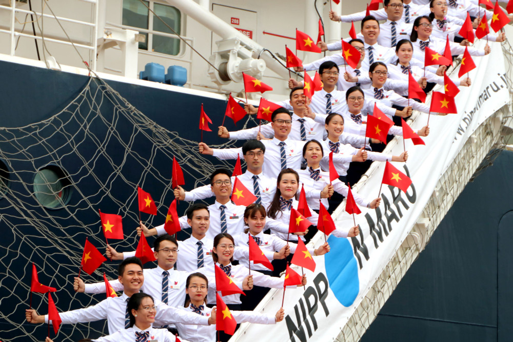 Đoàn đại biểu thanh niên Việt Nam tham dự chương trình Tàu thanh niên Đông Nam Á và Nhật Bản. Ảnh: Lê Thanh
