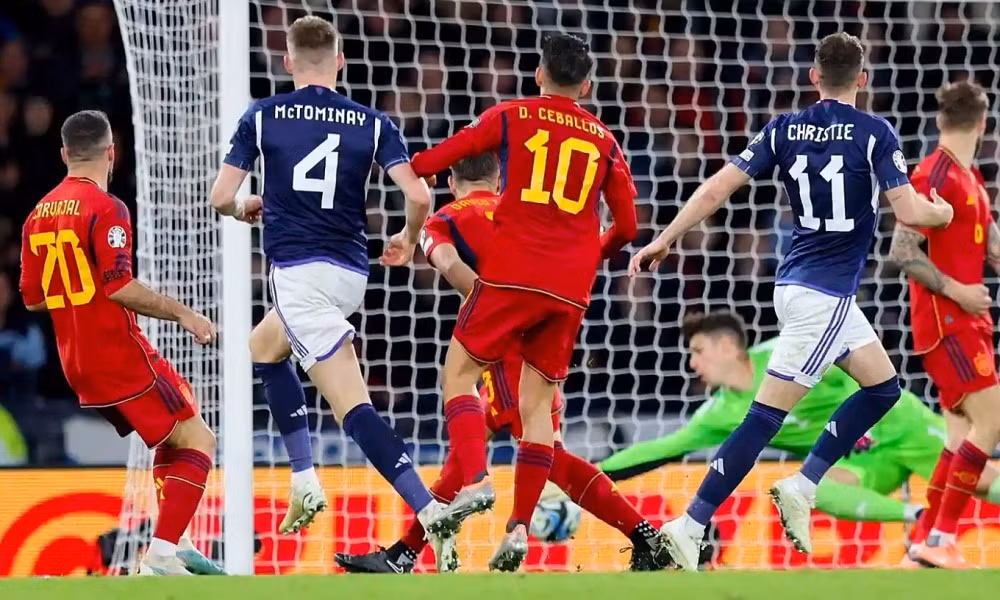 Tây Ban Nha bị Scotland gieo sầu tại vòng loại EURO 2024. (Ảnh: Getty)