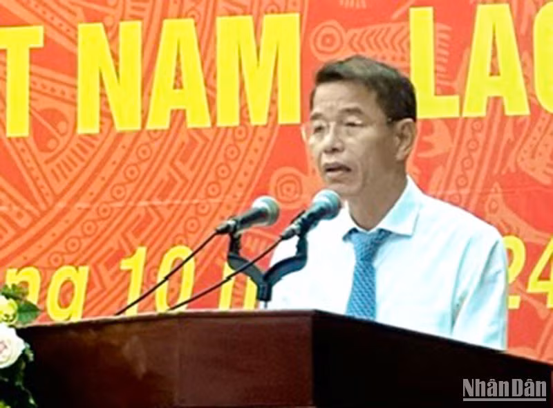 Phó Trưởng Ban Tuyên giáo Trung ương Vũ Thanh Mai phát biểu chỉ đạo tại “Hội nghị tuyên truyền về công tác quản lý biên giới trên đất liền Việt Nam-Lào”.