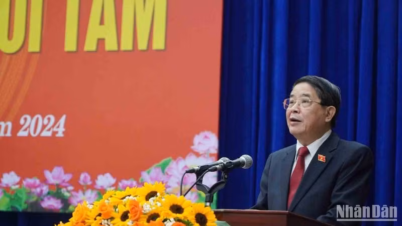 Phó Chủ tịch Quốc hội Nguyễn Đức Hải phát biểu tại kỳ họp thứ 28, Hội đồng nhân dân tỉnh Quảng Nam khóa 10.