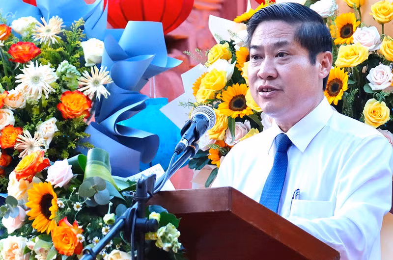 Phó Chủ tịch Thường trực Ủy ban nhân dân tỉnh Quảng Nam Phan Thái Bình phát biểu tại Lễ khánh thành dự án tu bổ di tích Chùa Cầu, một biểu tượng văn hóa và lịch sử quý báu của Hội An.