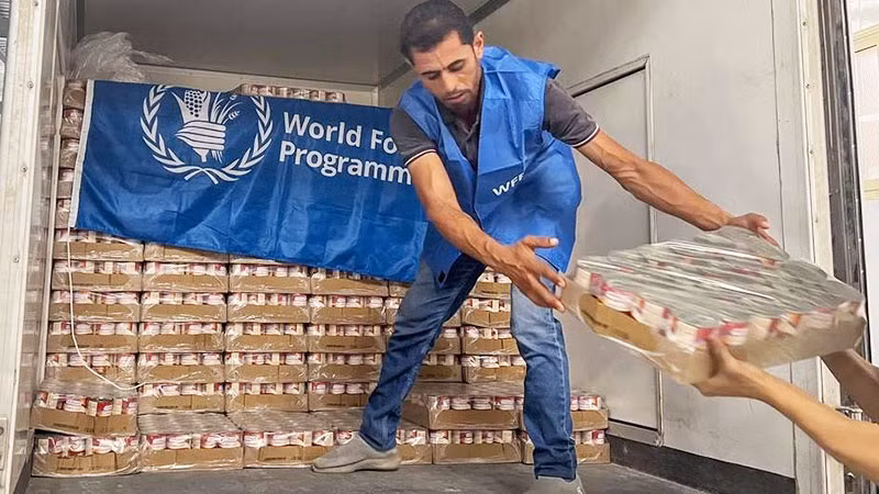 Hàng cứu trợ nhân đạo được chuyển tới Gaza. (Ảnh: LIÊN HỢP QUỐC)