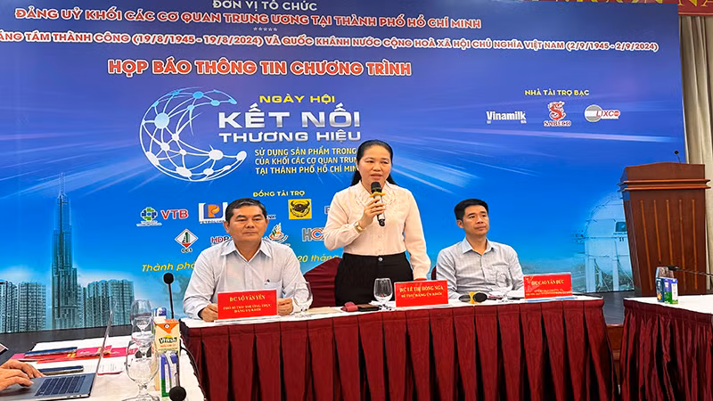 Đồng chí Lê Thị Hồng Nga, Bí thư Đảng uỷ Khối các cơ quan cơ quan Trung ương tại Thành phố Hồ Chí Minh trả lời những thắc mắc của báo chí về Ngày hội.