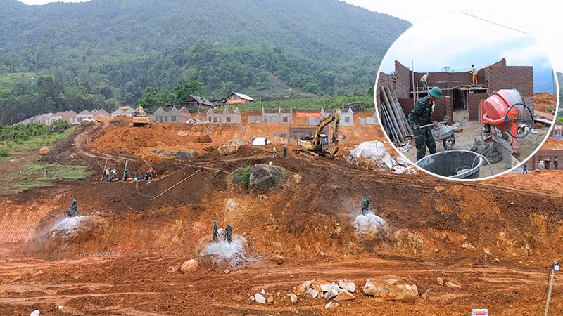 Trên khu đất hơn 3,5ha, đơn vị thi công sẽ xây dựng 60 căn nhà được thiết kế theo kiến trúc truyền thống của đồng bào người H'Mông.