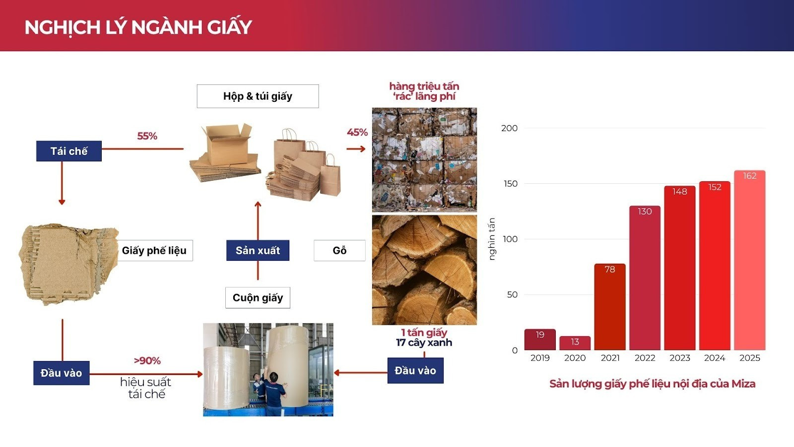 Mô hình kinh tế tuần hoàn trong ngành giấy.