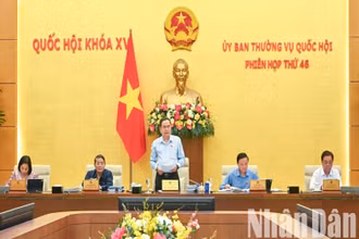 Chủ tịch Quốc hội Trần Thanh Mẫn và các Phó Chủ tịch Quốc hội chủ trì và điều hành phiên họp.