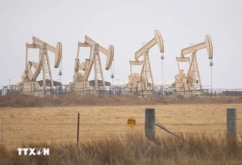 Giàn khoan dầu tại Texas, Mỹ. (Ảnh: THX/TTXVN)