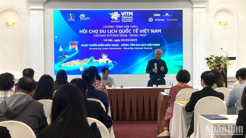 Ban tổ chức thông tin về VITM Hà Nội 2025. (Ảnh: HÀ THANH)