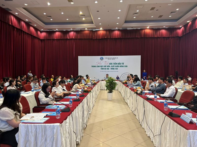 Toàn cảnh Hội thảo Xúc tiến đầu tư trong lĩnh vực chế biến, xuất khẩu nông sản tỉnh Bà Rịa-Vũng Tàu.