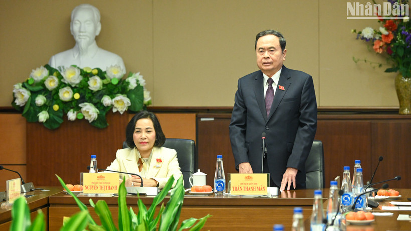 Chủ tịch Quốc hội Trần Thanh Mẫn phát biểu chỉ đạo tại cuộc làm việc.