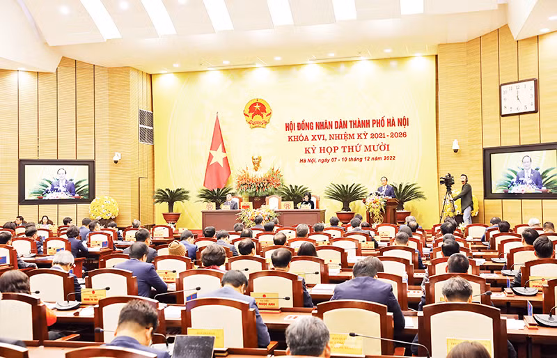 Quang cảnh kỳ họp thứ 10, Hội đồng nhân dân thành phố Hà Nội khóa XVI. Ảnh | DUY LINH