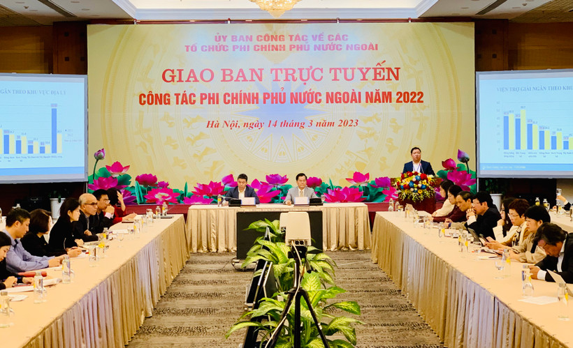 Quang cảnh Hội nghị giao ban trực tuyến công tác phi chính phủ nước ngoài năm 2022.