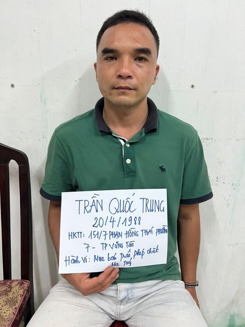 Đối tượng Trần Quốc Trung tại Cơ quan Công an.