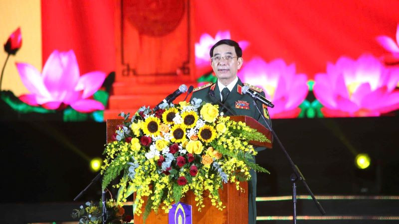 Đại tướng Phan Văn Giang, Bộ trưởng Bộ Quốc phòng phát biểu tại buổi lễ.