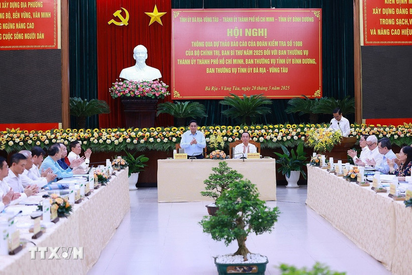 Thủ tướng Phạm Minh Chính chủ trì Hội nghị thông qua dự thảo báo cáo của Đoàn Kiểm tra 1908 đối với Thành ủy Thành phố Hồ Chí Minh, Ban Thường vụ Tỉnh ủy Bình Dương và Bà Rịa-Vũng Tàu.