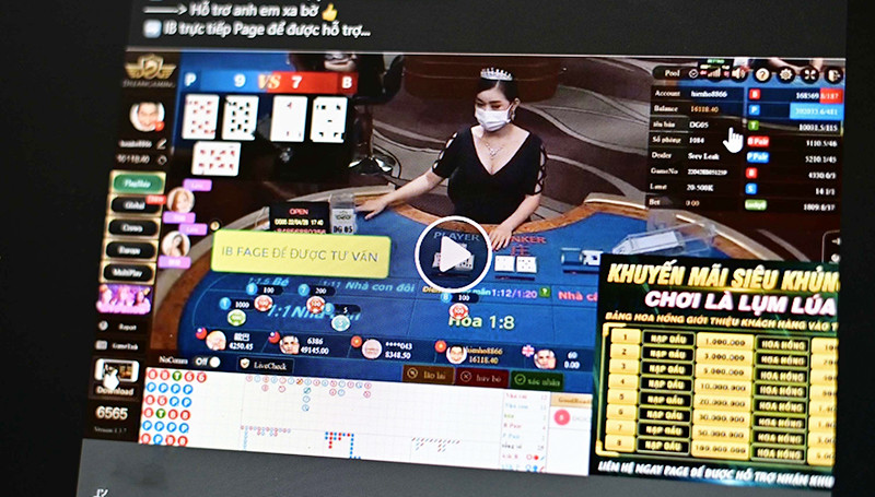 Facebook kiểm soát lỏng lẻo các livestream quảng cáo cờ bạc. (Ảnh chụp màn hình)