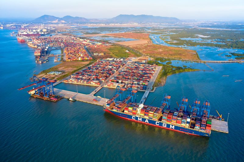 Cụm cảng Cái Mép-Thị Vải nhìn từ trên cao.