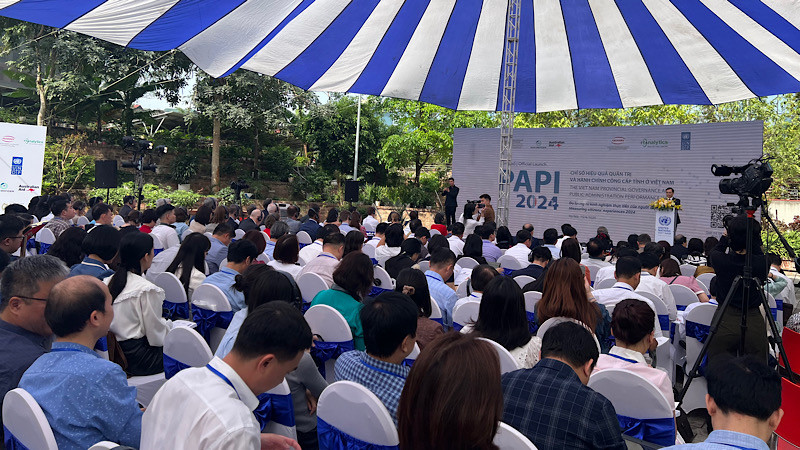 Toàn cảnh Lễ công bố Chỉ số Hiệu quả quản trị và hành chính công cấp tỉnh Việt Nam (PAPI) năm 2024.