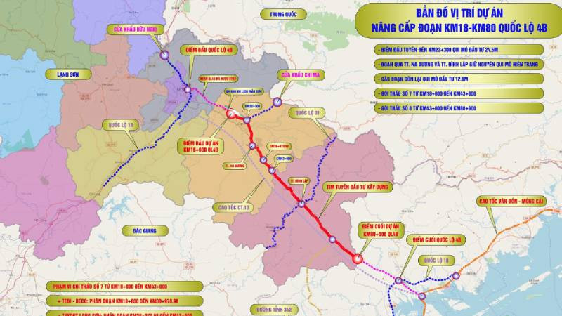 Toàn cảnh tuyến đường dự án nâng cấp đoạn Km18 đến Km80 quốc lộ 4B.