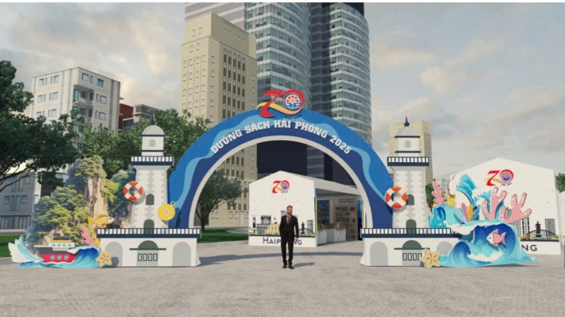 Cổng chào Đường sách Hải Phòng 2025.