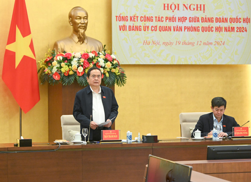 Chủ tịch Quốc hội Trần Thanh Mẫn phát biểu chỉ đạo hội nghị. (Ảnh: DUY LINH)