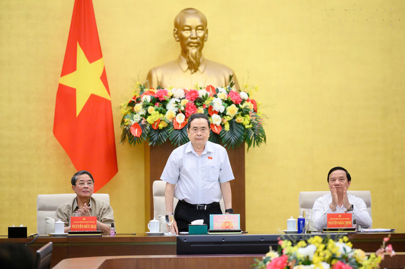 Chủ tịch Quốc hội Trần Thanh Mẫn phát biểu tại cuộc họp. (Ảnh: Duy Linh)