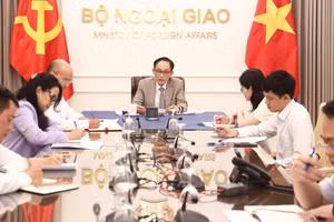 Toàn cảnh buổi điện đàm. (Ảnh: Bộ Ngoại giao)
