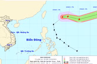 Vị trí và hướng di chuyển của bão Surigae. (Nguồn: nchmf.gov.vn)