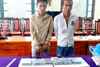 Hai đối tượng Giàng Seo Lìn và Giàng Seo Chư bị bắt cùng tang vật.