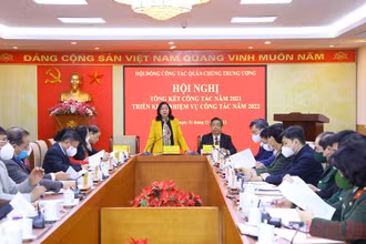Hội nghị tổng kết công tác năm 2021, triển khai nhiệm vụ năm 2022 của Hội đồng Công tác quần chúng Trung ương. (Ảnh: HOÀNG LÂM)