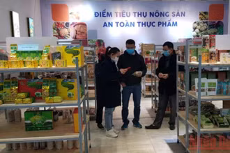 Điểm tiêu thụ nông sản an toàn thực phẩm để phục vụ người dân Thủ đô trong dịp cuối năm.