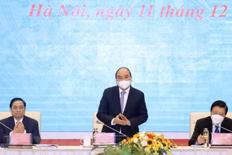 Chủ tịch nước Nguyễn Xuân Phúc chủ trì hội thảo về Nhà nước pháp quyền xã hội chủ nghĩa Việt Nam. (Ảnh: Thống Nhất/TTXVN) 