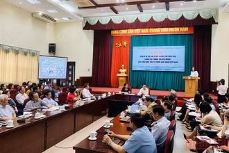 Quang cảnh Tọa đàm “Nhiệm vụ và giải pháp nâng cao hiệu quả công tác thông tin đối ngoại của Liên hiệp các tổ chức hữu nghị Việt Nam”.