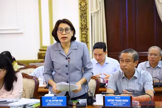 Giám đốc Sở Kế hoạch và Đầu tư Thành phố Hồ Chí Minh báo cáo tình hình kinh tế-xã hội tại hội nghị. 