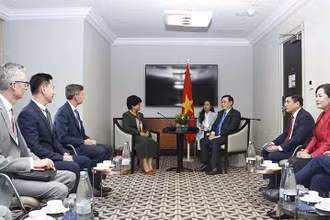 Chủ tịch Quốc hội Vương Đình Huệ tiếp lãnh đạo Tập đoàn bảo hiểm Prudential do bà Shriti Vadera, Chủ tịch Tập đoàn, làm Trưởng đoàn. 