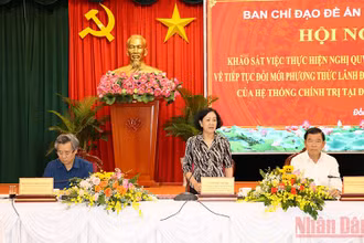 Đồng chí Trương Thị Mai phát biểu kết luận buổi làm việc.