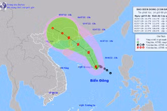 Vị trí và hướng di chuyển của bão số 1. (Nguồn: nchmf.gov.vn)