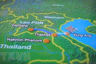 Bản đồ tuyến đường sắt Lào-Việt Nam. (Ảnh: TTXVN)