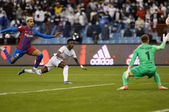 Vinicius mở tỷ số cho Real Madrid.