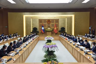 Quang cảnh hội đàm. (Ảnh: Trần Hải)