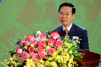 Đồng chí Võ Văn Thưởng, Ủy viên Bộ Chính trị, Thường trực Ban Bí thư, phát biểu tại Lễ kỷ niệm. (Ảnh: ANH TÚ) 