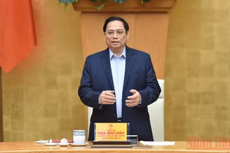 Thủ tướng Phạm Minh Chính phát biểu ý kiến tại cuộc họp. (Ảnh: Trần Hải) 