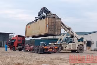 Ngày 5/2, lô hàng linh kiện điện tử trị giá gần 2,4 triệu USD đã được thông quan tại Cửa khẩu Bắc Luân 2, thành phố Móng Cái.