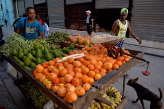(Người dân bán rau quả trên đường phố tại La Habana, Cuba. Ảnh: AFP/TTXVN)