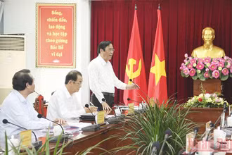 Chủ tịch Trung ương Hội Người cao tuổi Việt Nam Nguyễn Thanh Bình phát biểu tại buổi làm việc.