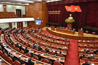 Quang cảnh Hội nghị gặp mặt các đồng chí nguyên lãnh đạo cấp cao của Đảng, Nhà nước. (Ảnh: ĐĂNG KHOA)