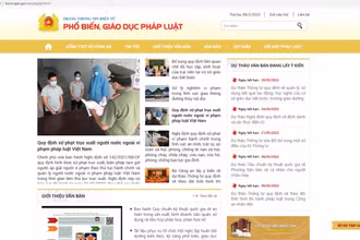 Giao diện Trang Thông tin điện tử phổ biến, giáo dục pháp luật của Bộ Công an.