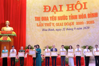 Phó Chủ tịch nước Đặng Thị Ngọc Thịnh trao Huân chương Lao động và bằng khen cho các tập thể, cá nhân tiêu biểu năm 2019.