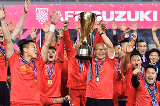Thầy trò HLV Park Hang-seo sẽ bắt đầu hành trình bảo vệ ngôi vô địch vào tháng 4-2021. (Ảnh: VFF)