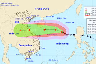 Vị trí và hướng di chuyển của bão số 8. (Nguồn: kttv.gov.vn)